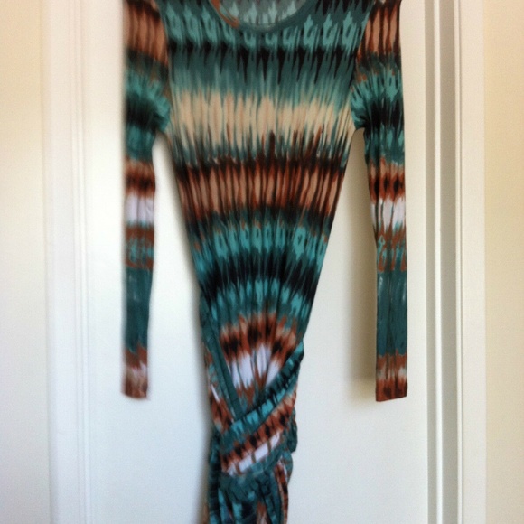 TORN by RONNY KOBO Green Multi Print Long Sleeve Mini Dress - Picture 2 of 6